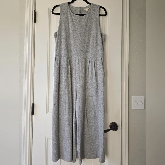 Eileen Fisher Organic Cotton Gray Jumpsuit Wide Leg Cropped Minimalist Pockets M - Picture 7 of 13